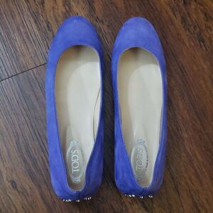 Tods Purple Professional Workcore Girly Edgy Comfy Suede Leather Flats Size 38.5